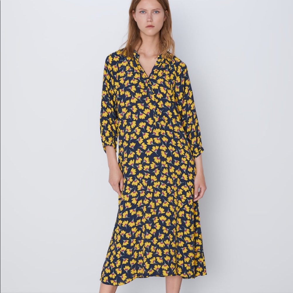ZARA Long Floral Printed Dress